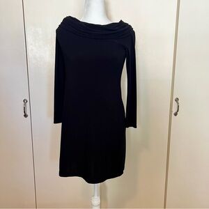 WHBM Long sleeve, cowl neckline, sweater dress, black, knee length. Size S